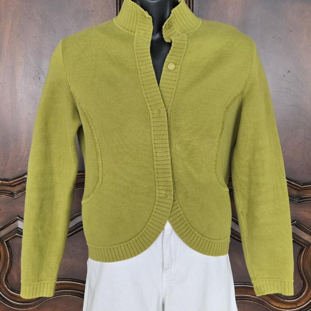 GREEN TALBOTS SNAP UP CARDIGAN SIZE M